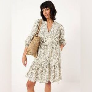 Fat Face Cream and green mini dress